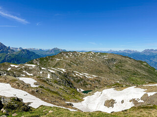 high mountain landscape of Chamonix, France in the Summer 