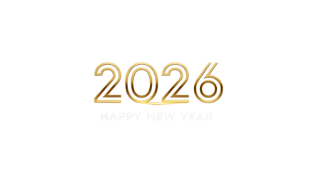 New year 2026 text isolated on transparent background