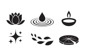Set of six serene spa and wellness icons