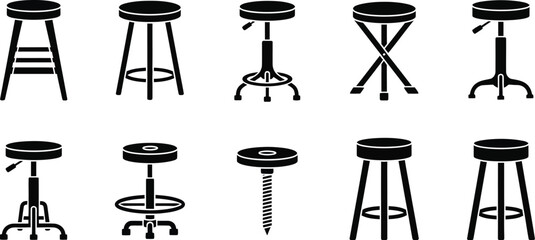 Bar stool leg icon set vector illustration silhouette