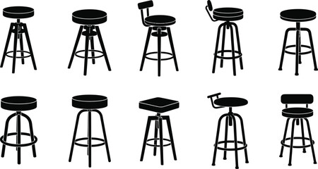 Bar stool leg icon set vector illustration silhouette