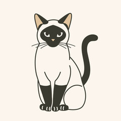 Elegant Siamese Cat Vector Illustration, cat sitting, icon like style, perfect for pet themed designs 