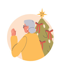 Happy grandmother celebrating Christmas holiday