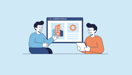 An interviewer sharing a screen to present a company profile while engaging with the candidate during a remote interview.