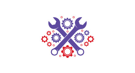 Wrenches and gears come together in a vibrant, eye-catching design perfect for engineering, repair, or industrial themes with lasting impact