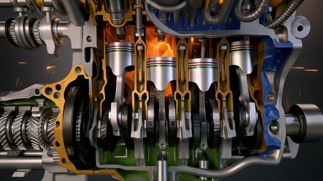 piston movement in the working system of a vehicle engine