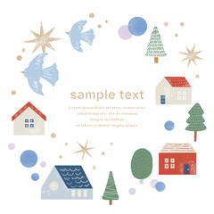 雪の結晶のシンプルなクリスマスカードセット