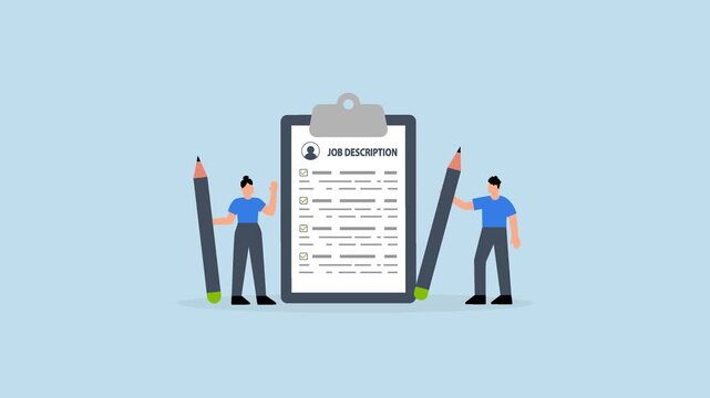 Job description, 4k animation of Business professionals creating job description document for employers.