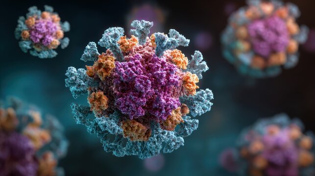 3d rendering of a virus particle, representing a pathogen or disease