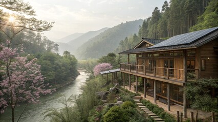 Modern Sustainable Architecture in Lush Mountain Forest