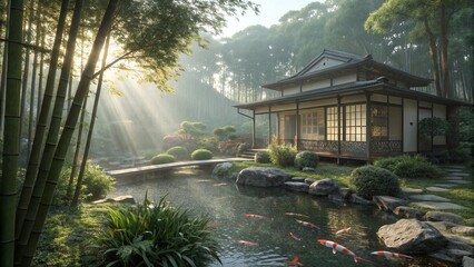 Peaceful Japanese Cottage with Shoji Doors and Garden View