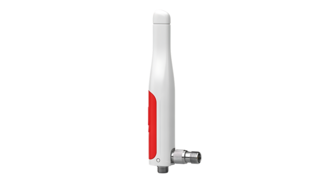 Antenna, White and Red Wireless with Metal Connector isolated on a transparent background, cutout, PNG