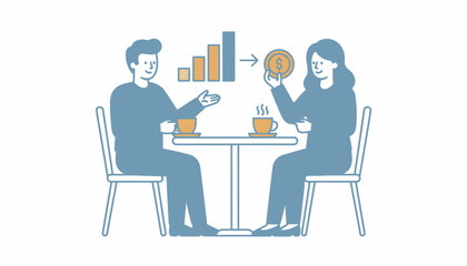 A pair of coworkers engaging in a friendly discussion about their equity compensation plans over coffee representing financial incentives.