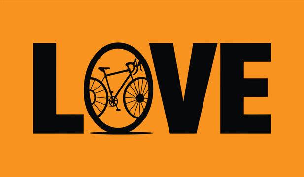 LOVE Cycling Vector Design - Modern Bike Graphic in Letter O - Passion for Biking T-shirt Print and Sticker