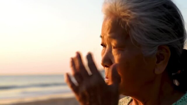 Senhora idosa falando expressando preocupacao e medo