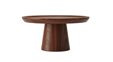 Pedestal Table, Round Wooden with Natural Wood Grain Texture isolated on a transparent background, cutout, PNG