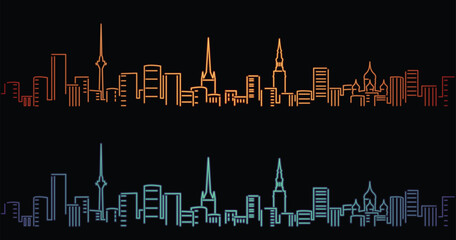 Tallinn Neon Style Simple Skyline on Dark Background