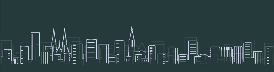 Strasbourg Simple Lines Skyline on Dark Background