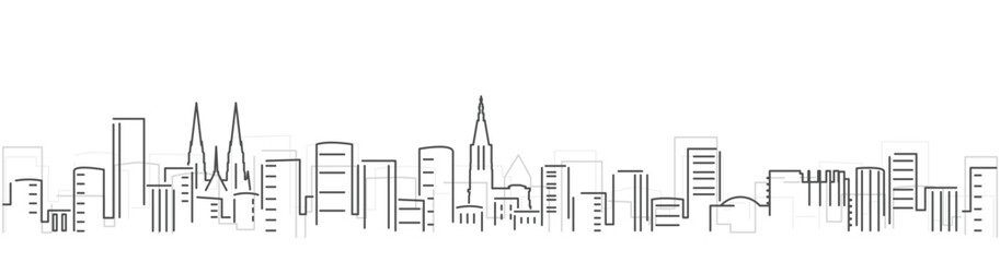 Strasbourg Simple Dark Lines Skyline on White Background