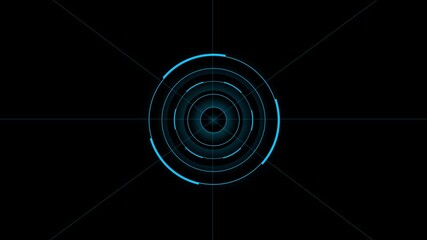 cyan color Digital interface depicting a sophisticated target scope, Digital target with arrow hitting bullseye in technology background. Cyber security or strategic planning in a virtual environment. - Powered by Adobe