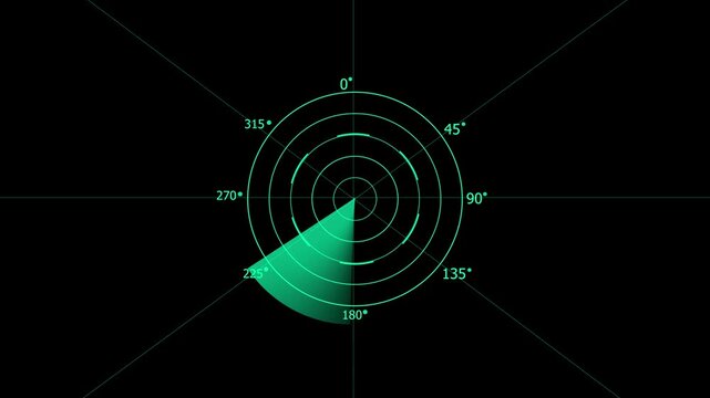 green Radar Display airplane, travel HUD screen navigation aid with realistic ping detailing Military ship or aircraft radar showing scan results, multiple targets detected. Radar screen showing scan