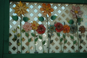 Beautiful colorful flower floral webbed fence design