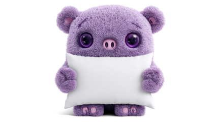 plush violet alien shaped  with shiny button eyes and stitched seams