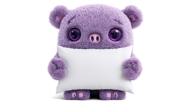 plush violet alien shaped  with shiny button eyes and stitched seams