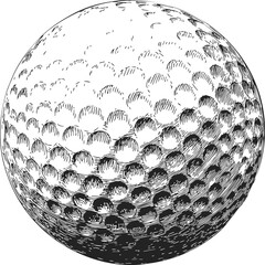 Golf ball sketch hand drawn detailed dimpled surface illustration — stock vector