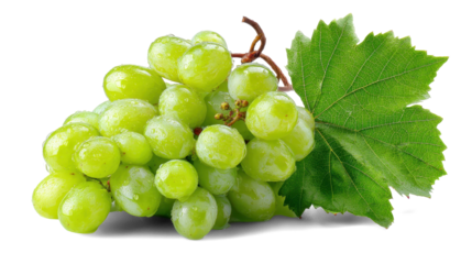 Green grapes on white background