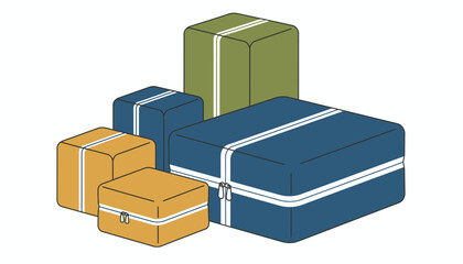A set of compression packing cubes in various sizes ideal for organized packing and maximizing luggage space efficiency.