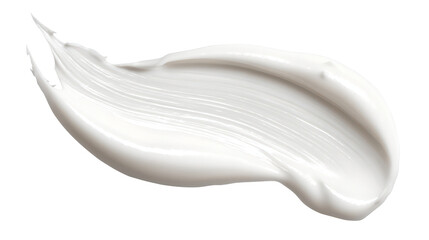 White cosmetic cream smear swatch isolated on white background. BB cream texture. Transparent background