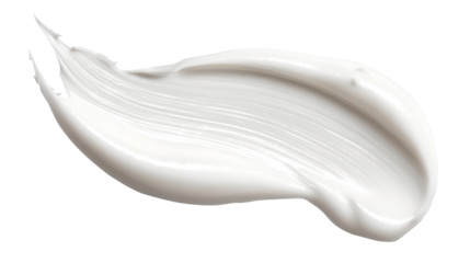 White cosmetic cream smear swatch isolated on white background. BB cream texture. Transparent background