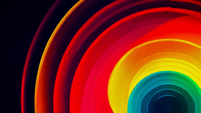 Colorful rainbow vibrant concentric circles abstract art design gradient swirl psychedelic radial circular