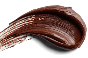 Smear of tasty chocolate paste on white background, top view. Transparent background