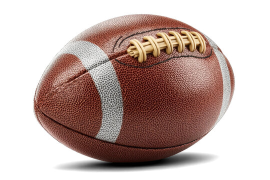 American football ball on white background