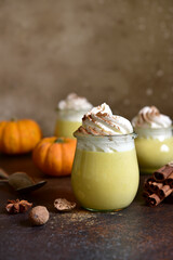 Spicy pumpkin mousse with orange and cinnamon.