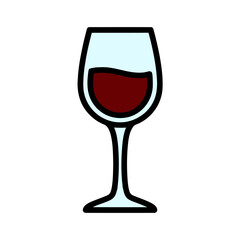 Wine Glass with Red Liquid Filling the Lower Portion on a White Background