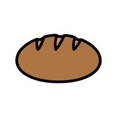 Loaf of bread illustration with thick outline on white background