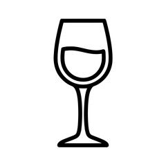 Outline of Wine Glass Silhouette with Liquid for Restaurant Menu or Logo