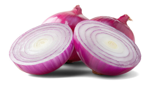 red onions on white background - Powered by Adobe
