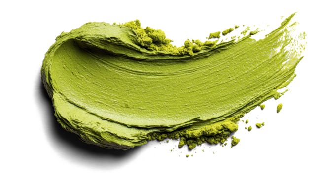 Pistachio green face mask smear, rich creamy matte texture, natural tone on white background. Transparent background