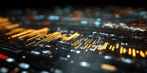 Abstract Digital Finance Data Analytics Glowing Lights Macro Shot