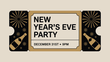 New year's eve party event celebration ticket festive vector art