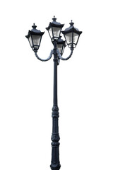 decorative urban street lamp with intricate craftsmanship and nostalgic charm, ornate black iron street lamp featuring finials and timeless design for various aesthetic applications