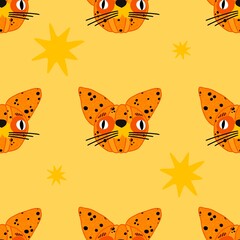 Halloween animals seamless cats pattern for wrapping paper and fabrics and linens and kids clothes print