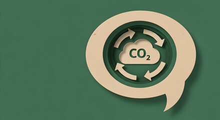 Promote carbon neutrality with this modern CO2 cycle on elegant green background