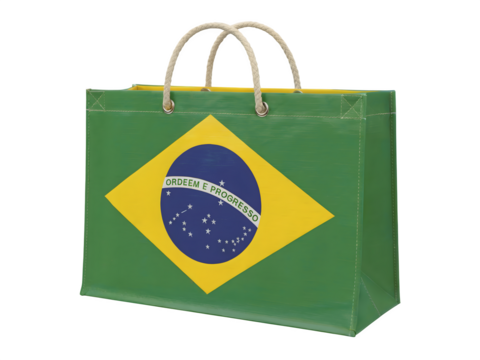 Brazilian flag tote bag isolated on transparent background