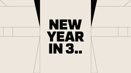 New year in 3" countdown text on abstract geometric background
