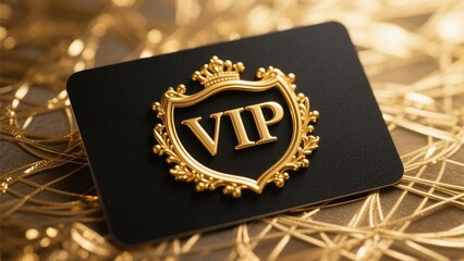 premium metallic vip label with embossed golden details